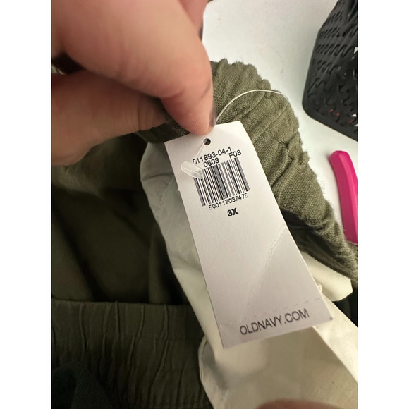 Old Navy Women Wide Leg Linen Pants 3X Green Comfort Waistband Coastal High Rise - Picture 9 of 10